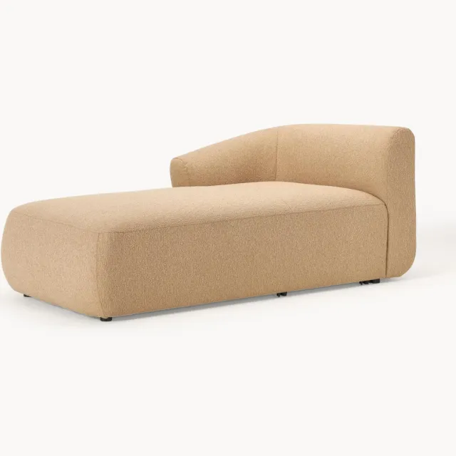 Westwing Collection Chaise longue hoekmodule Sofia uit bouclé Beige