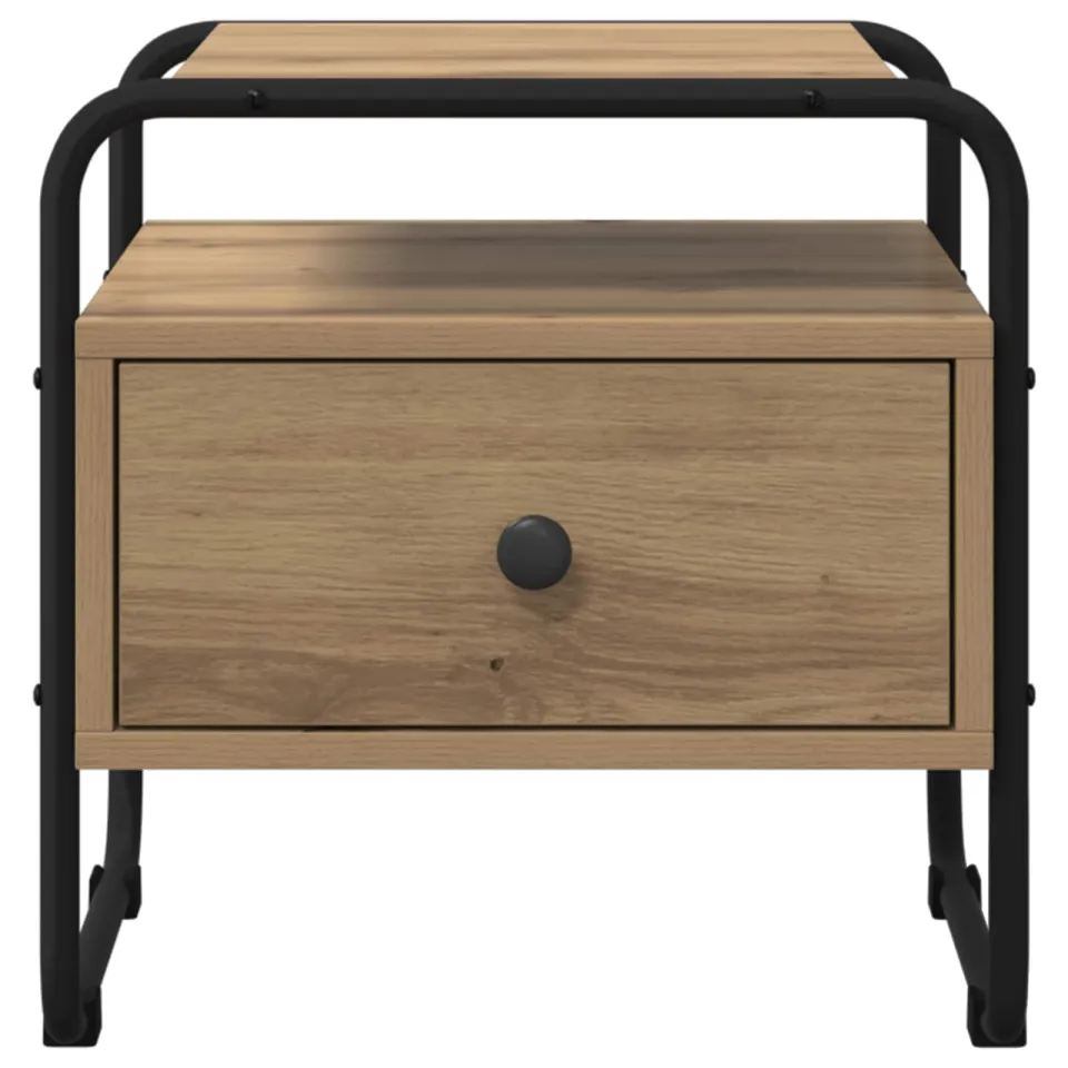 vidaXL Nachtkastje Artisanaal eiken 40 x 39.5 x 40 cm Bewerkt hout, foto 4