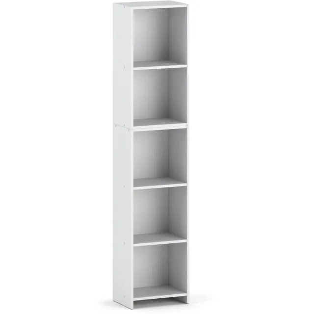 StivMeble Witte kantoorboekenkast 40cm 5 planken staande kolom voor speelgoed woonkamer grijs