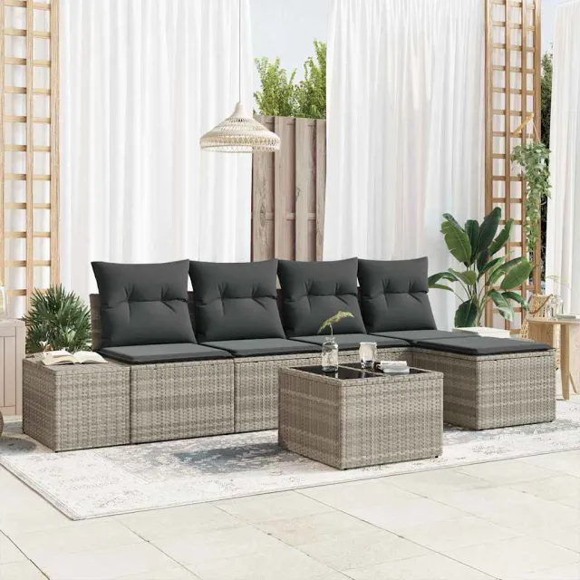 vidaXL Tuin Sofa Set 5 st Lichtgrijs poly rattan, foto 2