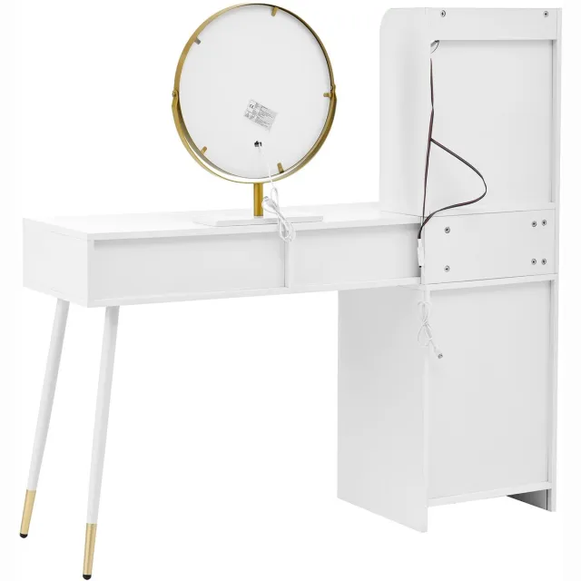 YYchan kaptafel - wit - 100 x 40 x 125 cm - met opbergruimte - met LED-verlichting