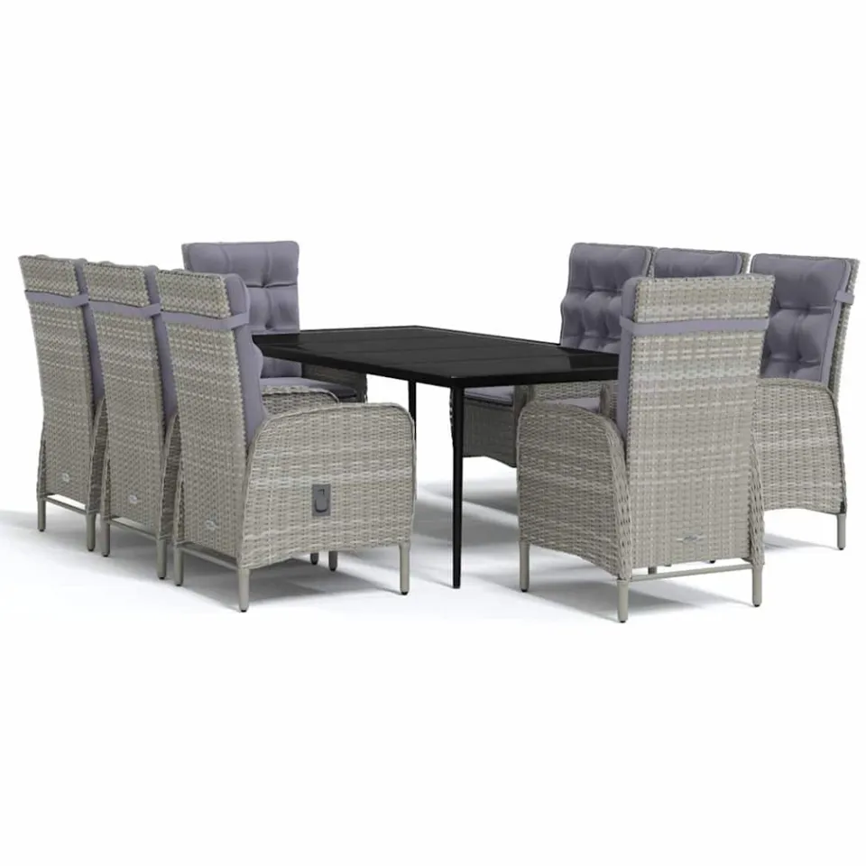 vidaXL 9-delige Tuinset met kussens grijs en zwart, foto 3