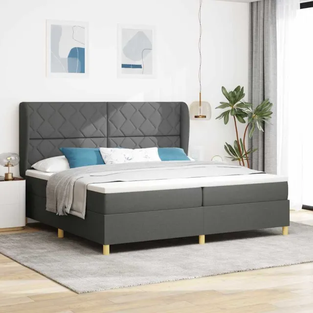 vidaXL Boxspringbed met hoofdeinde Donkergrijs 200 x 200 cm Stof