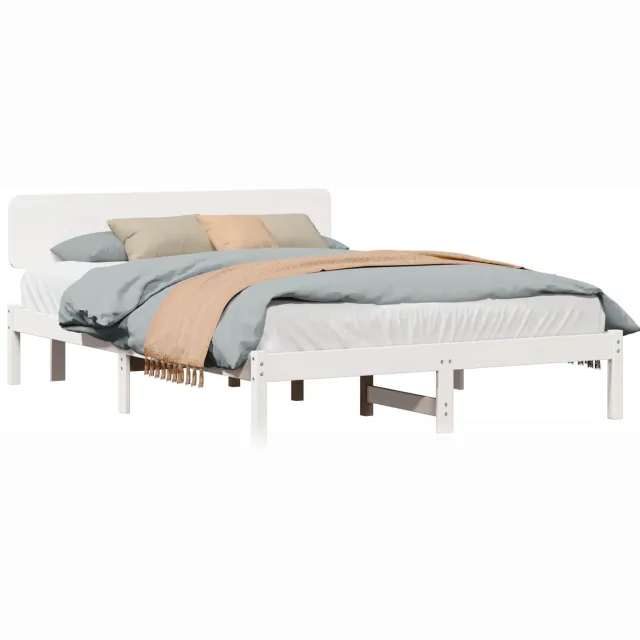 vidaXL Bedframe met hoofdeinde Wit 140 x 200 cm Massief grenenhout