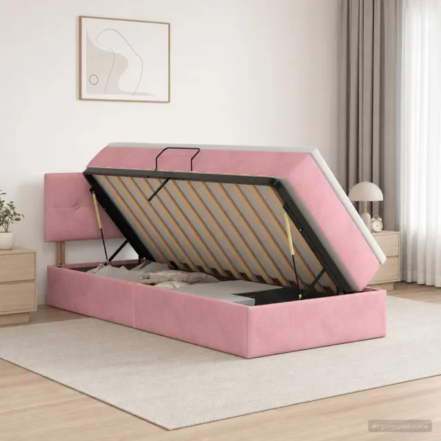 vidaXL Opslag bed met hoofdeinde Roze 90 x 200 cm Fluweel