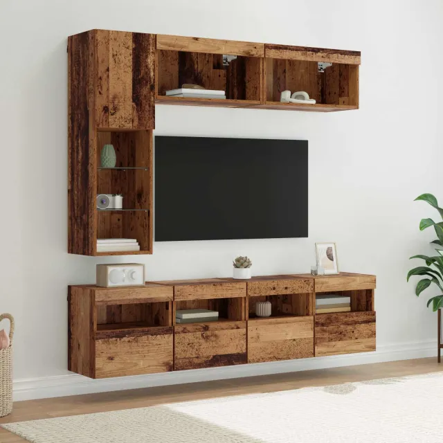 vidaXL TV-kast 7 st 30,5 x 30 x 102 cm Oudhout bruin, foto 2