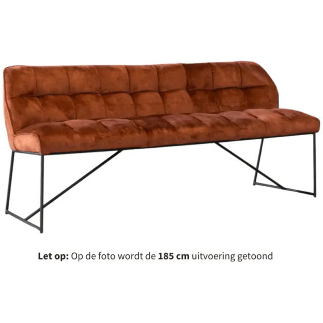 NordXL Eetkamerbank Janna koper velvet 155 cm