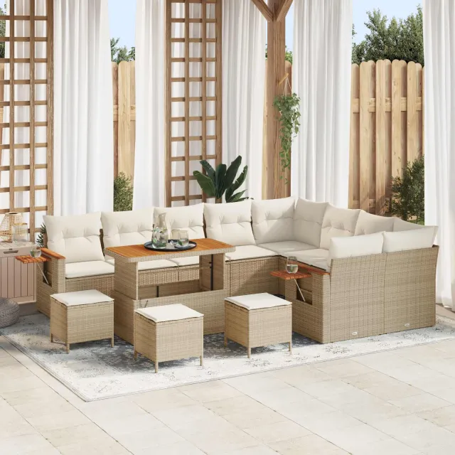 vidaXL Tuinbankenset 13 st Beige poly rattan