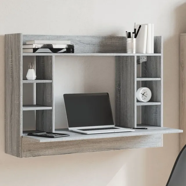 vidaXL Wandbureau 105x48x75 cm bewerkt hout grijs sonoma eikenkleurig