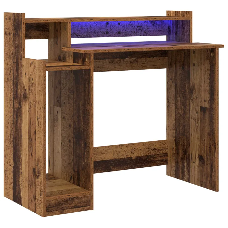vidaXL Bureau Oudhout 97 x 45 x 90 cm Bewerkt hout bruin, foto 3