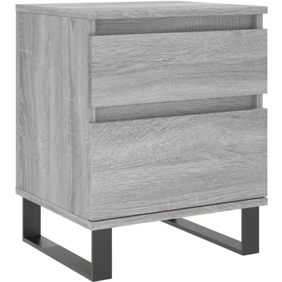 vidaXL Nachtkastje 40x35x50 cm bewerkt hout grijs sonoma eikenkleurig