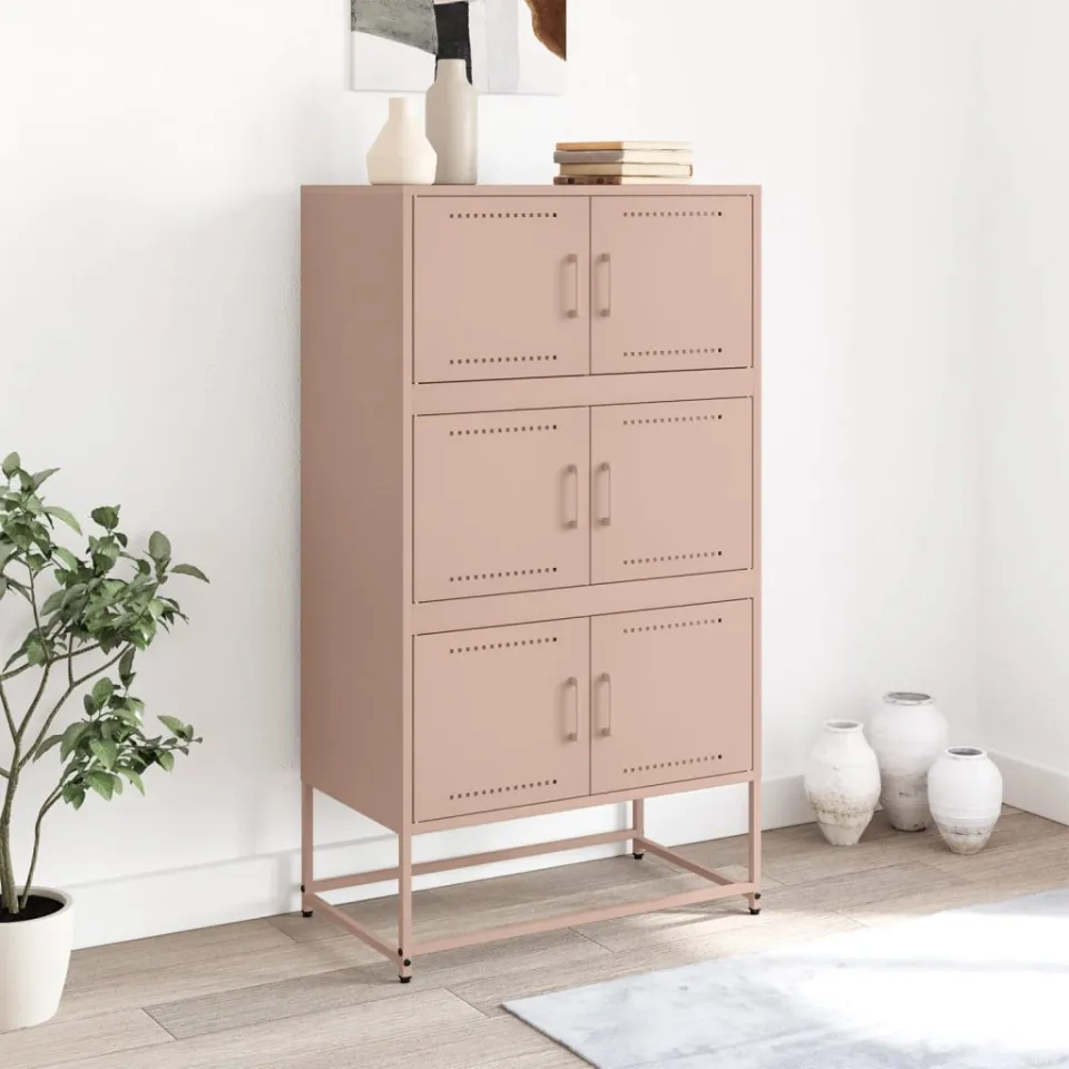 vidaXL Dressoir 68,5x38,5x123,5 cm staal roze, foto 3