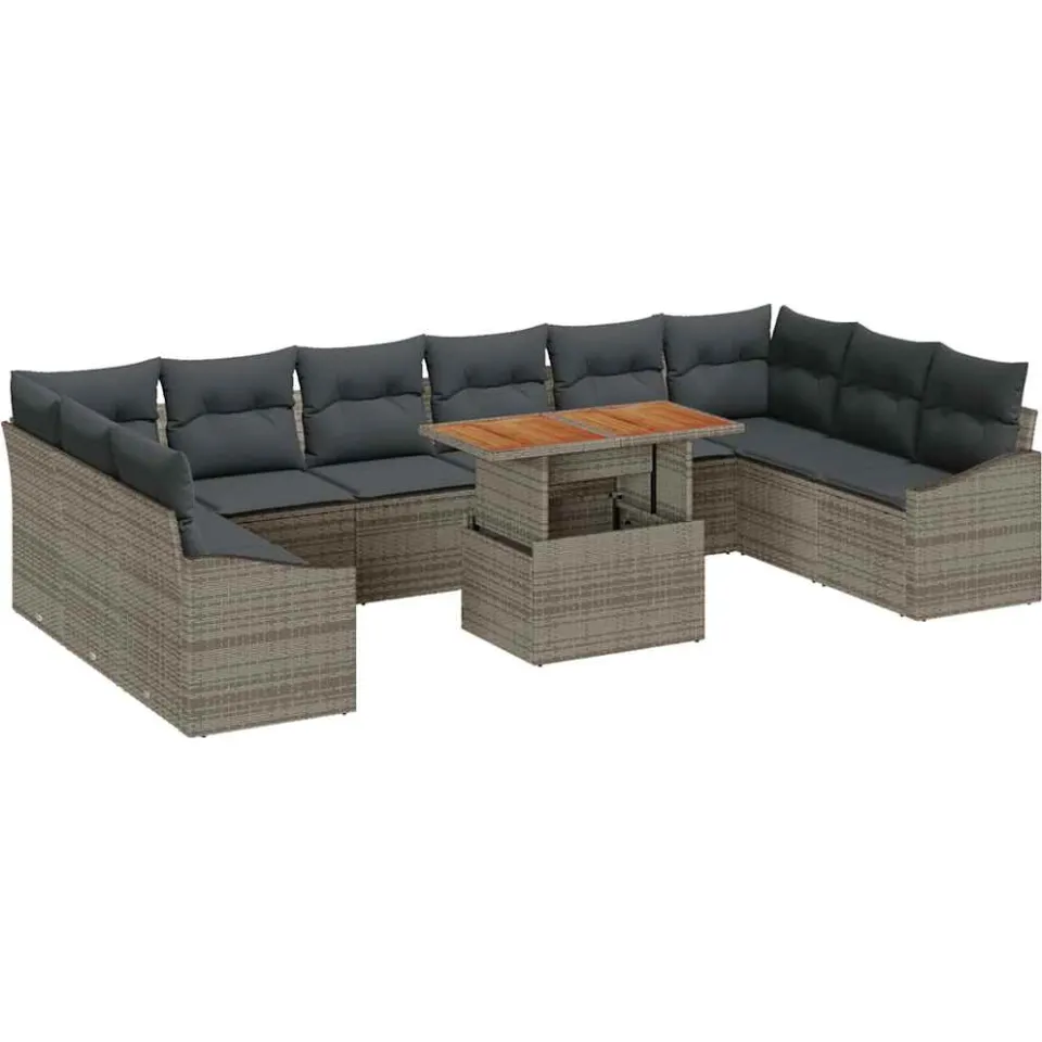vidaXL Tuin Sofa Set 11 st Grijs Poly riet