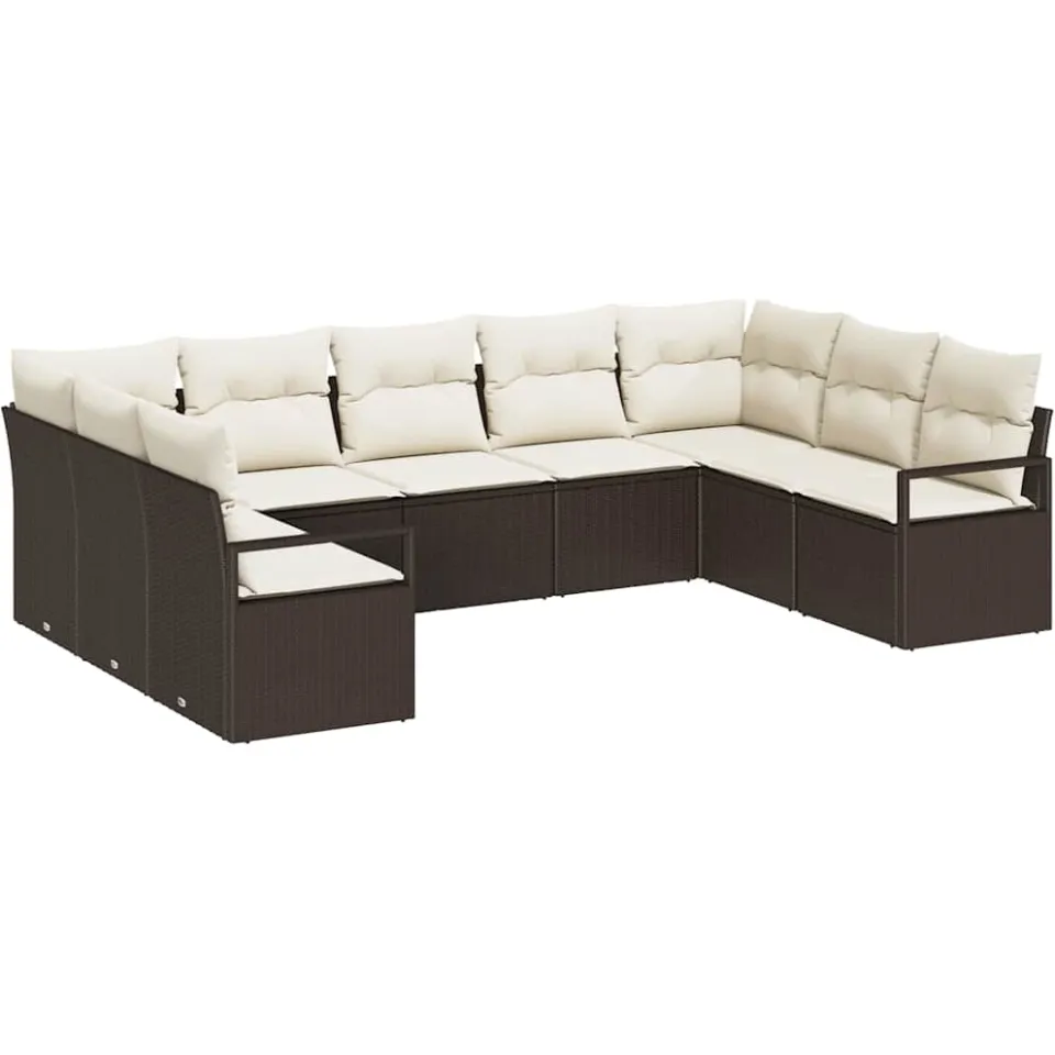 vidaXL Bankstel 9 st Bruin poly rattan