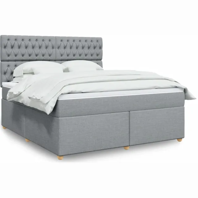 vidaXL Boxspring met matras stof lichtgrijs 180x200 cm grijs