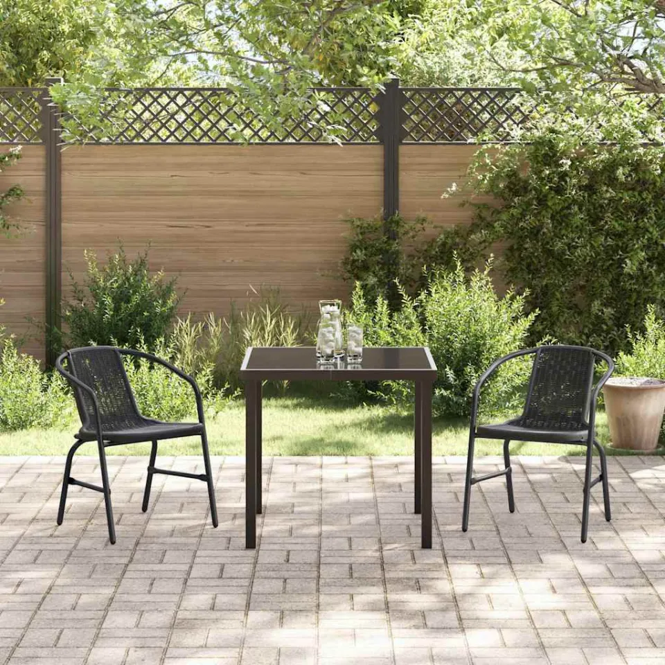 vidaXL Tuin eettafelset 3 st Zwart Gepoedercoat staal, foto 3