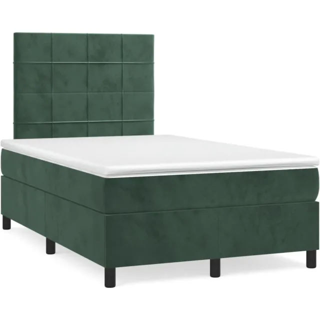 vidaXL Boxspring met matras fluweel donkergroen 120x190 cm