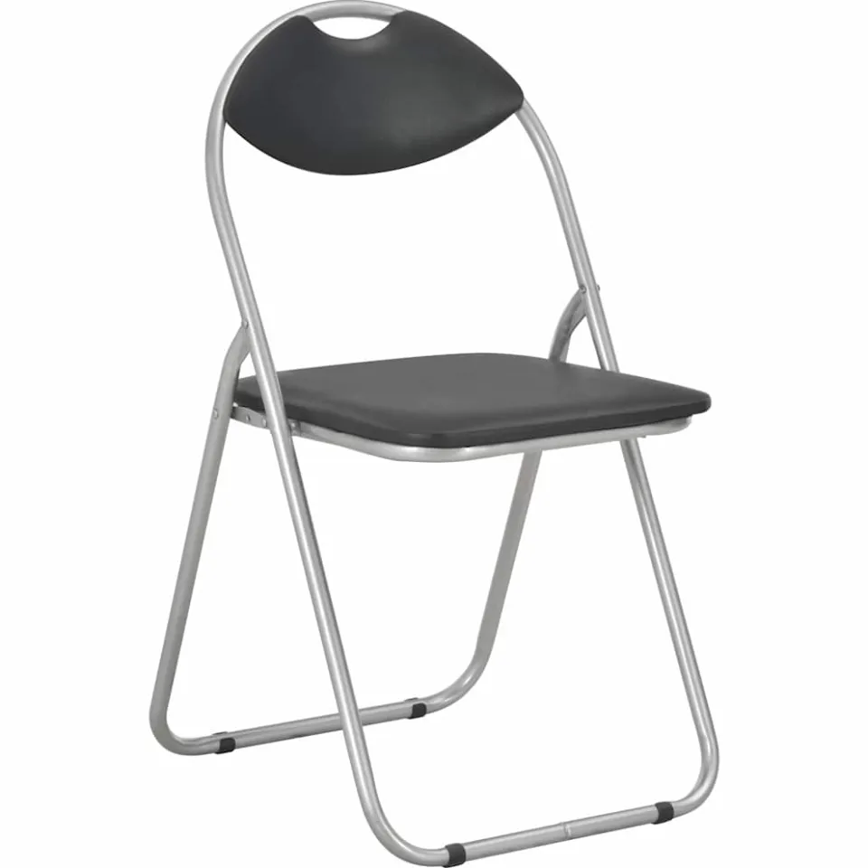 vidaXL Opklapbare stoelen, 4 stuks, zwart kunstleer, foto 2