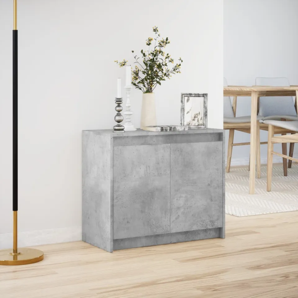 vidaXL Dressoir met LED 72x34x61 cm bewerkt hout betongrijs grijs, foto 2