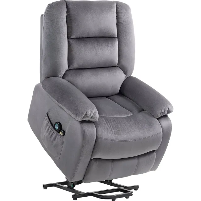 Homona Elektrische sta-opfauteuil - Met 8 vibratiepunten en lendenverwarming - Met voetensteun en afstandsbediening - 90 x 93 x 110 cm - Donkergrijs