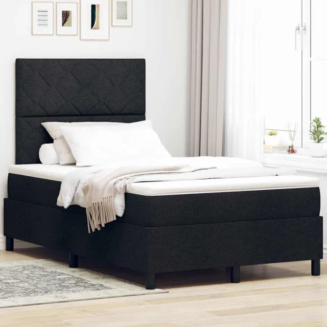 vidaXL Boxspring bed met LED-stripverlichting Zwart 120 x 200 cm Stof