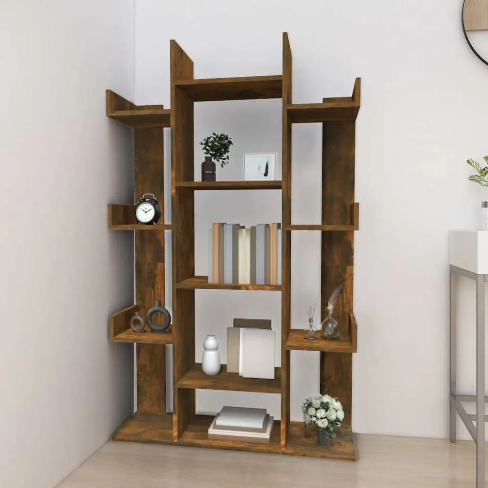 vidaXL Boekenkast 86x25,5x140 cm bewerkt hout gerookt eikenkleurig, foto 3