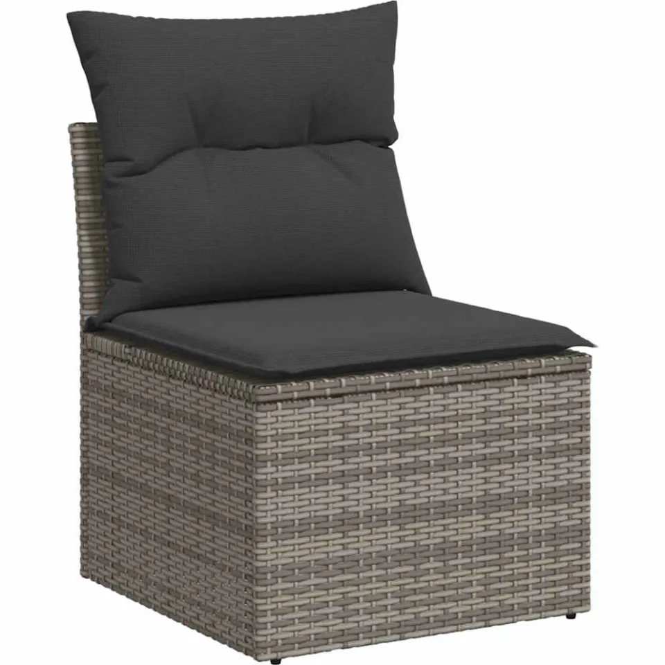 vidaXL 11-delige Loungeset met kussens poly rattan grijs
