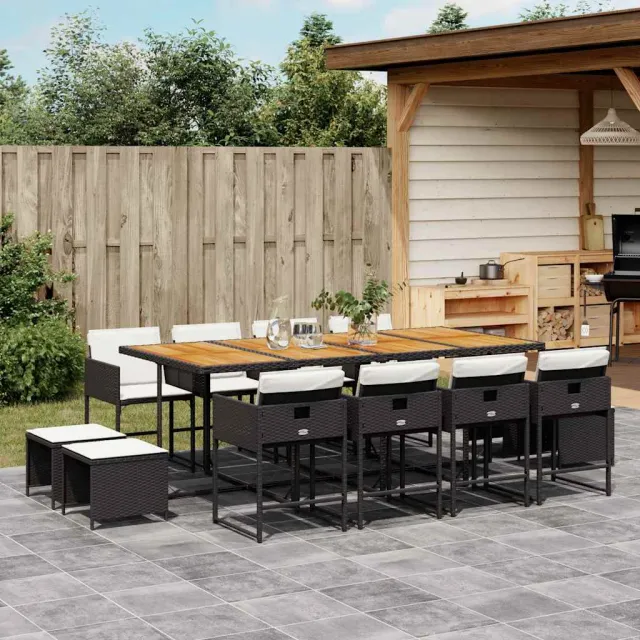 vidaXL 13-delige Tuinset met kussens poly rattan zwart, foto 2