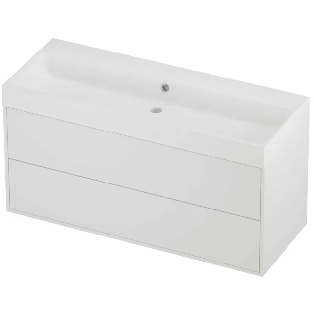 Proline Podium Badmeubelset Polystone Loft 2 Laden 120x46x62 cm Mat Wit Mat White