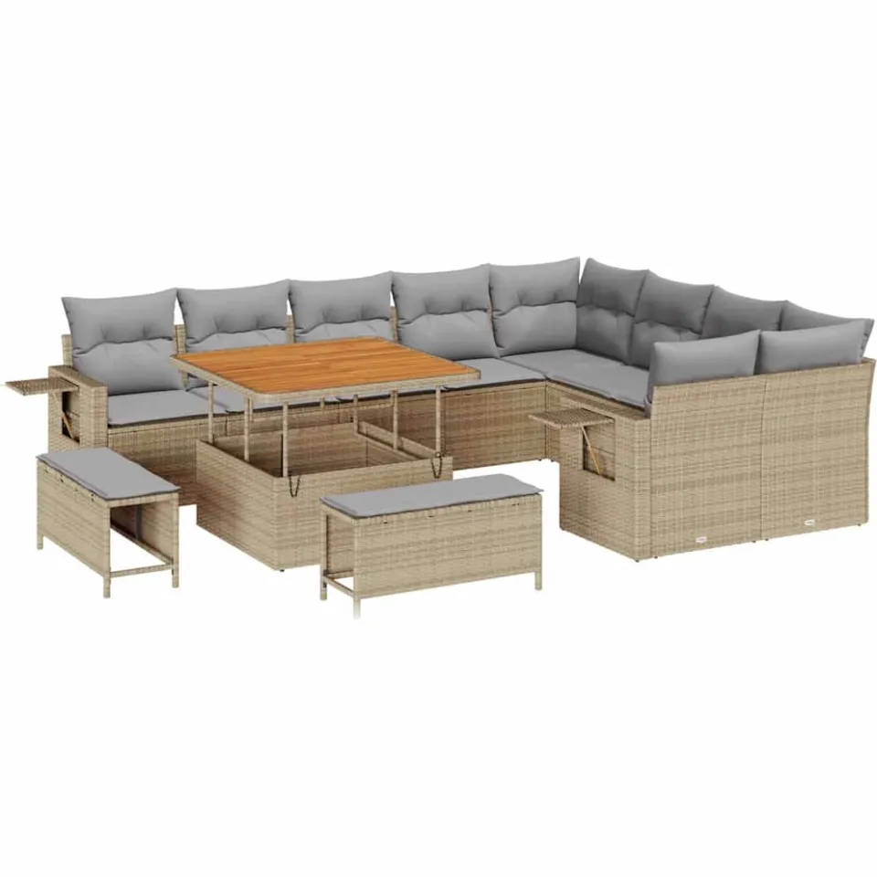 vidaXL Tuinbankenset 12 st Beige poly rattan