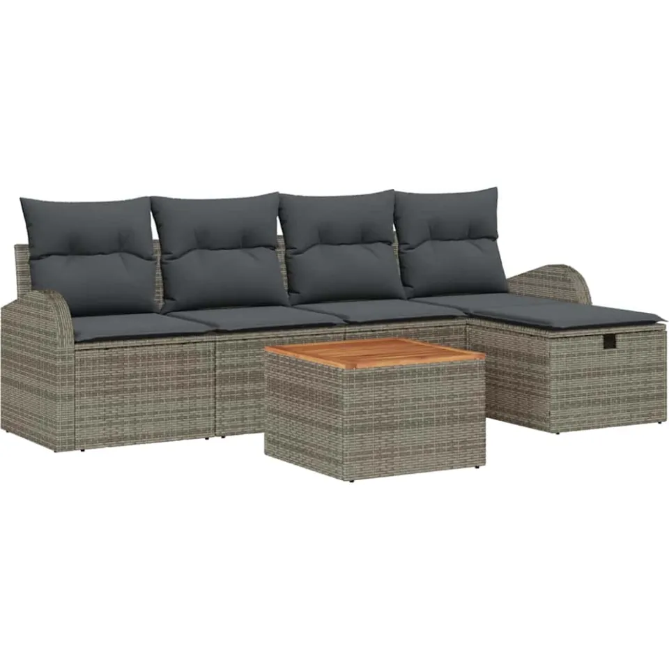 vidaXL Tuinbankenset 6 st Grijs Poly riet