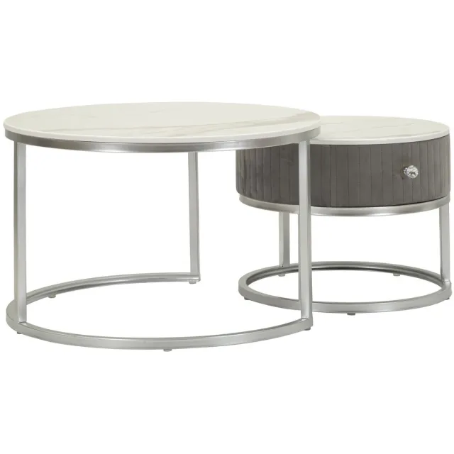 Mauro Ferretti Salontafel Coffee Tables Greys Set 2 Pcs Ø 70×45 cm Grijs