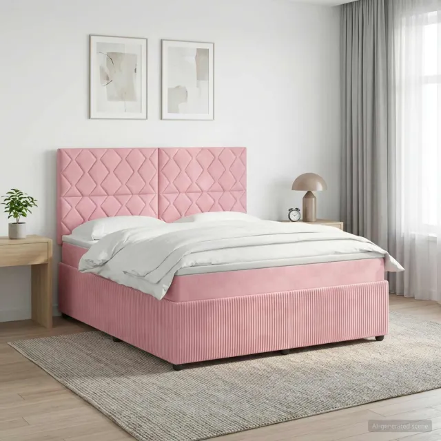 vidaXL LED Boxspring Bed met Matras Roze 160 x 200 cm Fluweel