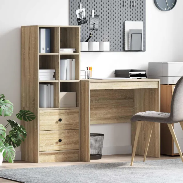 vidaXL Bureau Sonoma Eiken 125,5 x 50 x 127 cm 2 st, foto 2