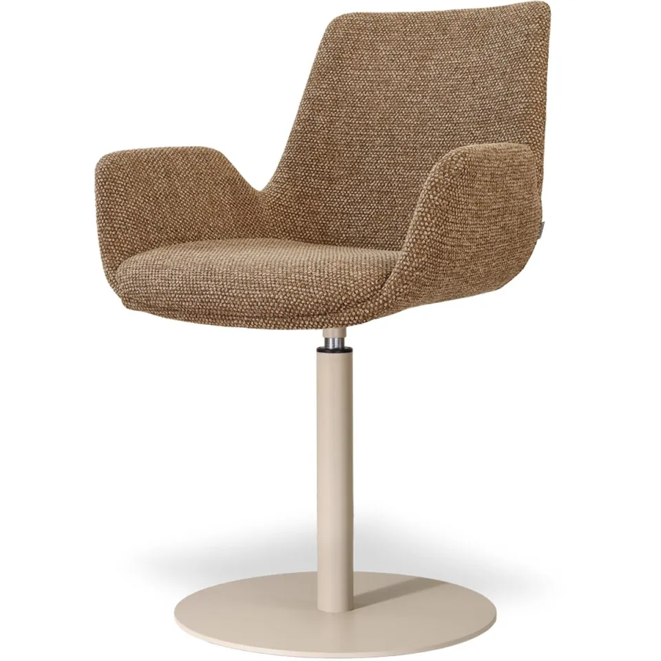 Nolon Niva-Eef draaibare tulp eetkamerstoel bruin blend - beige onderstel