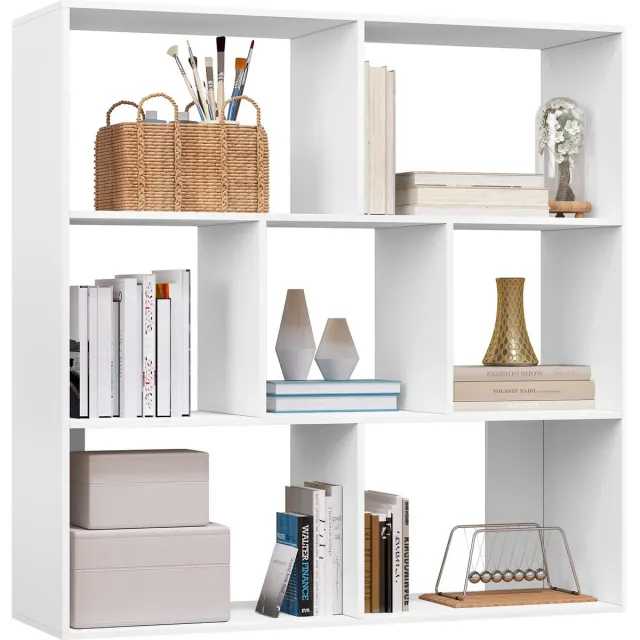 Whoopr® Witte Boekenkast - 7 Compartimenten - Opbergkubus en Scheidingswand - Ideaal voor Woonkamer of Slaapkamer - Kast - 100x30x100 cm