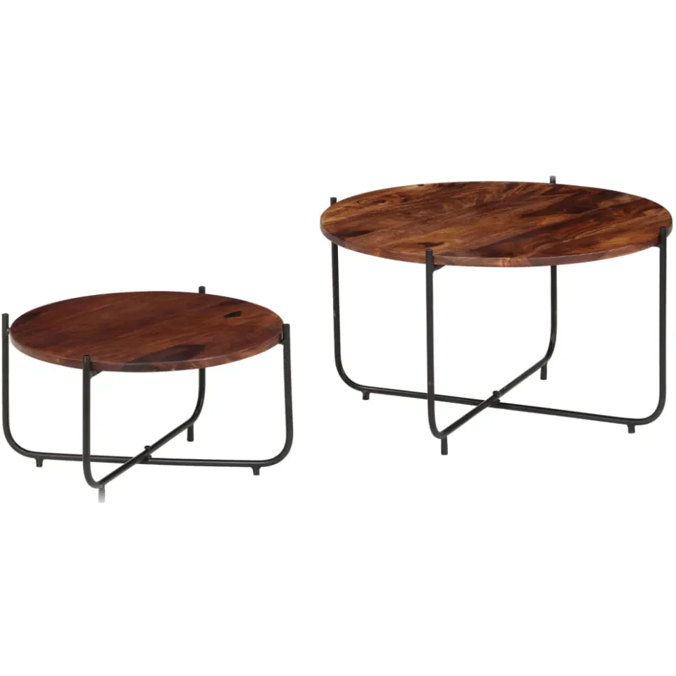 vidaXL 2-delige Salontafelset 60x35 cm massief acaciahout bruin, foto 2