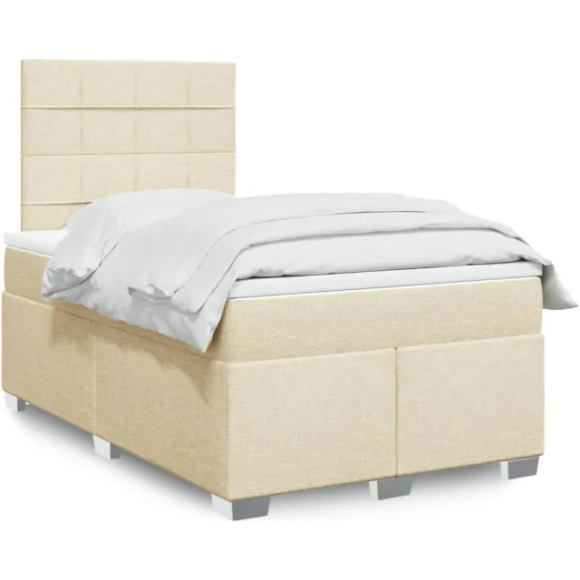 vidaXL Boxspring met matras stof crèmekleurig 120x200 cm