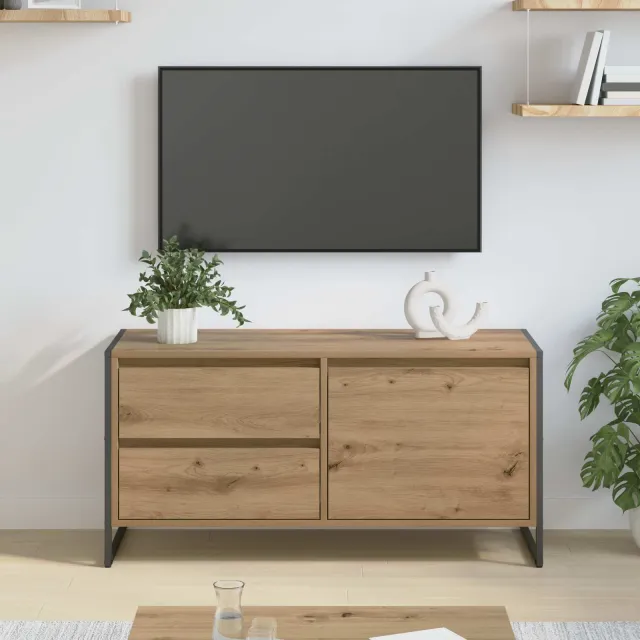 vidaXL TV-kast 100 x 36 x 49.5 cm Artisanaal eiken Bewerkt hout, foto 2