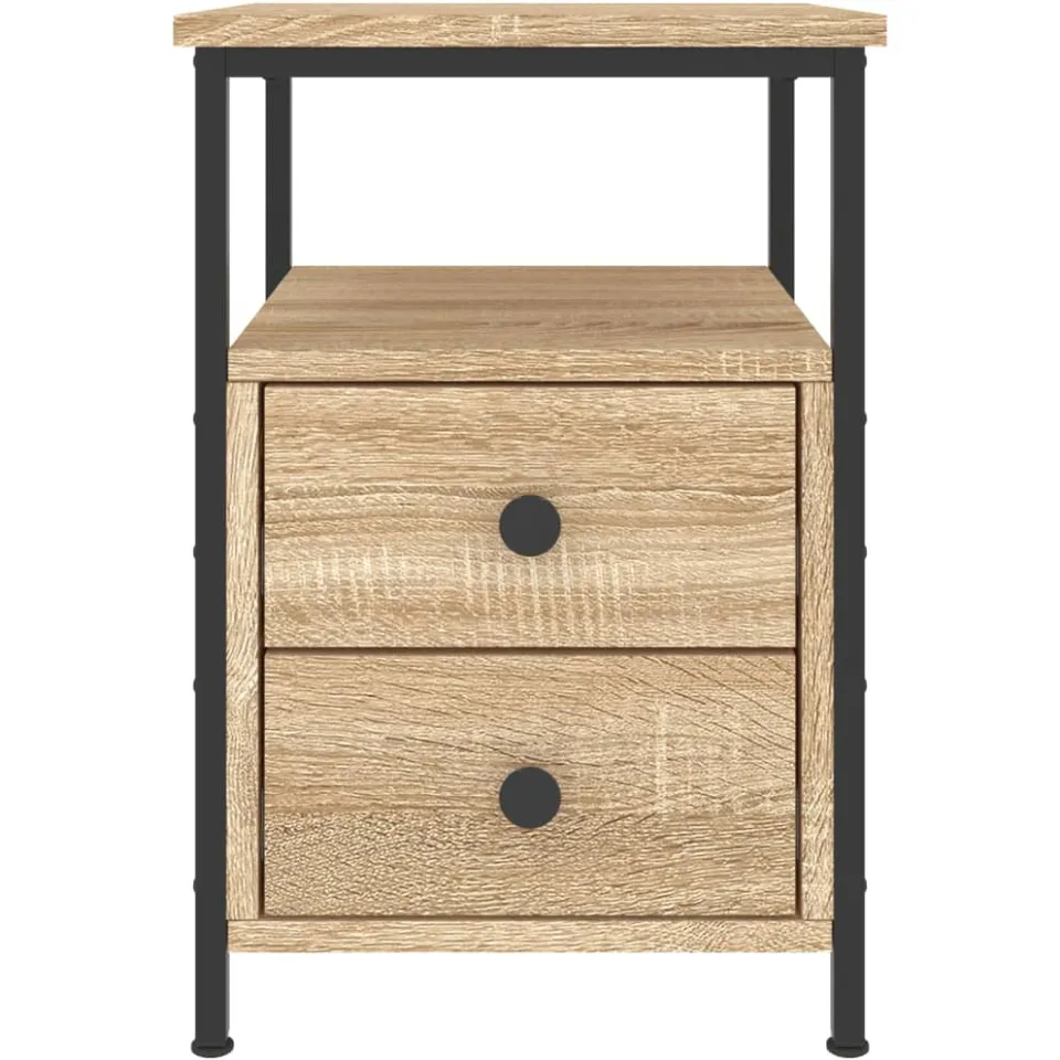 vidaXL Nachtkastje 34x35,5x50 cm bewerkt hout sonoma eikenkleurig Bruin