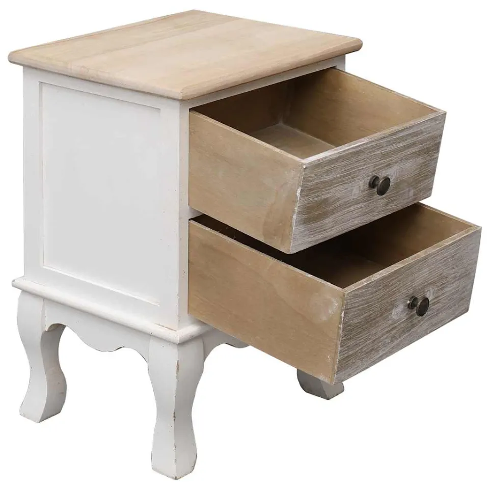 vidaXL Nachtkastjes 2 st 35x30x50 cm paulowniahout wit, foto 4