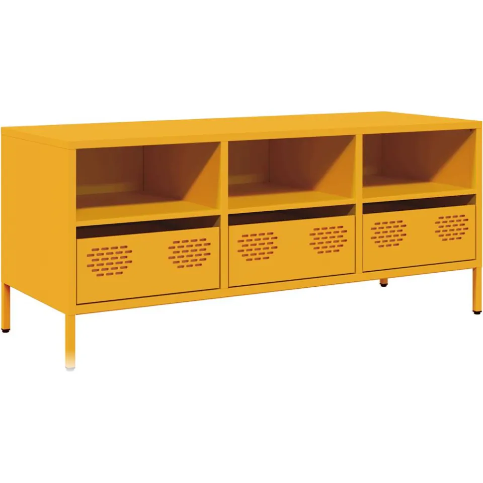 vidaXL Tv-meubel 101,5x39x43,5 cm koudgewalst staal mosterdgeel, foto 3
