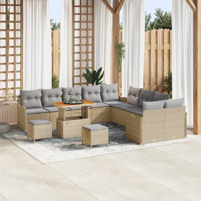 vidaXL Tuin Sofa Set 13 st Beige poly rattan, foto 2