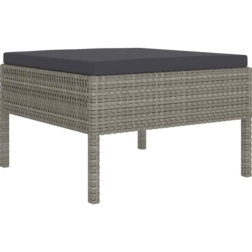 vidaXL 5-delige Loungeset met kussens poly rattan grijs