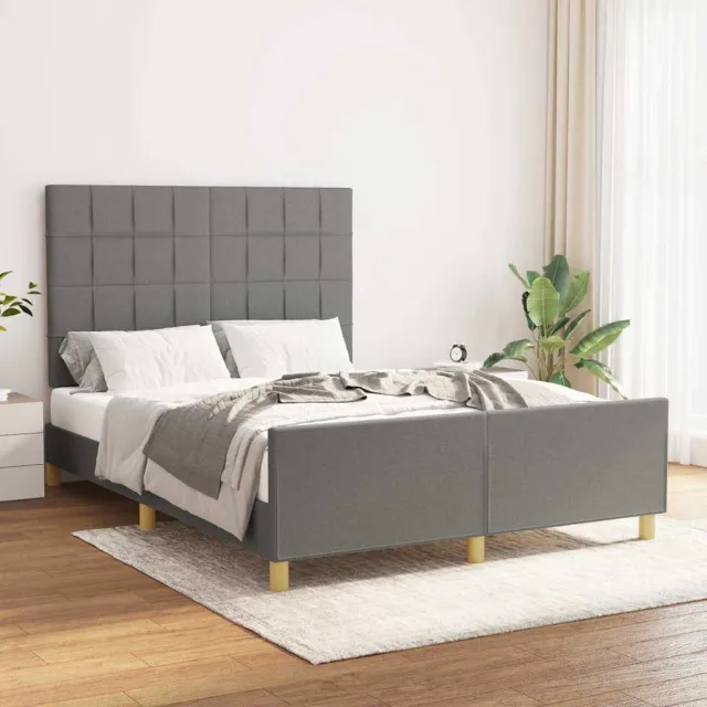 vidaXL Bedframe zonder matras stof donkergrijs 140x200 cm grijs