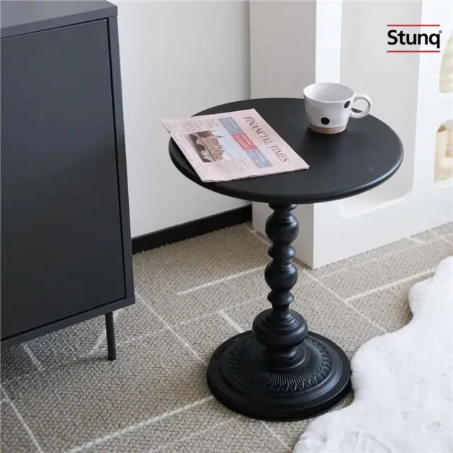 Stunq Industrieel Metaal Vintage Ronde Bijzettafel Zwart