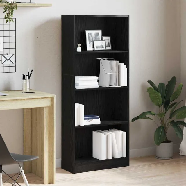 vidaXL Boekenkast 60 x 24 x 143 cm Bewerkt hout Zwart Eiken, foto 2