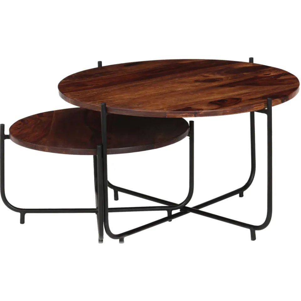 vidaXL 2-delige Salontafelset 60x35 cm massief acaciahout bruin, foto 3