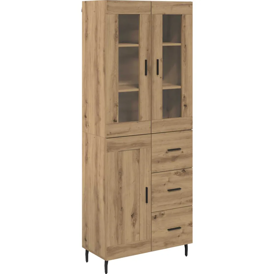 vidaXL Hoge kast 2 st Artisan Eiken 69,5 x 34 x 180 cm Bewerkt hout, foto 3