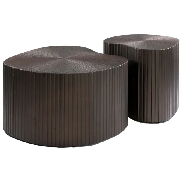 Set van 2 - Nest of Nora Salontafels Noki - Niervormig - Brons / bronzen salontafel set - Metaalfinish - Onder elkaar te schuiven, foto 2
